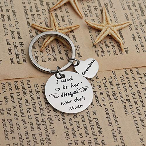Image of Memorial Keychain I Used to Be His Angel Now He's Mine Loss of Loved One Jewelry in Memory of Dad /Mom /Grandma /Grandpa Remembrance Gift