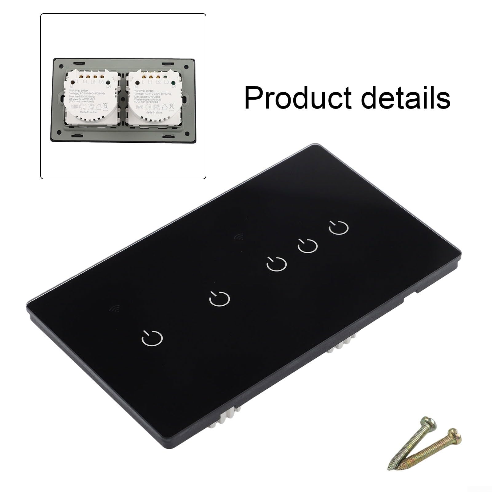 Interruptor táctil inteligente de 2 vías, WiFi, 220 V, 10 A, placa de cristal, control por voz para ALEXA para TUYA para Smart Life, mando a distancia para lámparas de techo, lámparas de bajo consumo