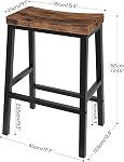 Tabourets de bar HOOBRO, ensemble de 2 chaises de bar, tabourets de selle, tabourets de comptoir de cuisine avec repose-pieds, tabourets industriels pour salle à manger, cuisine, comptoir, bar, Brun rustique et Noir BF02MD01