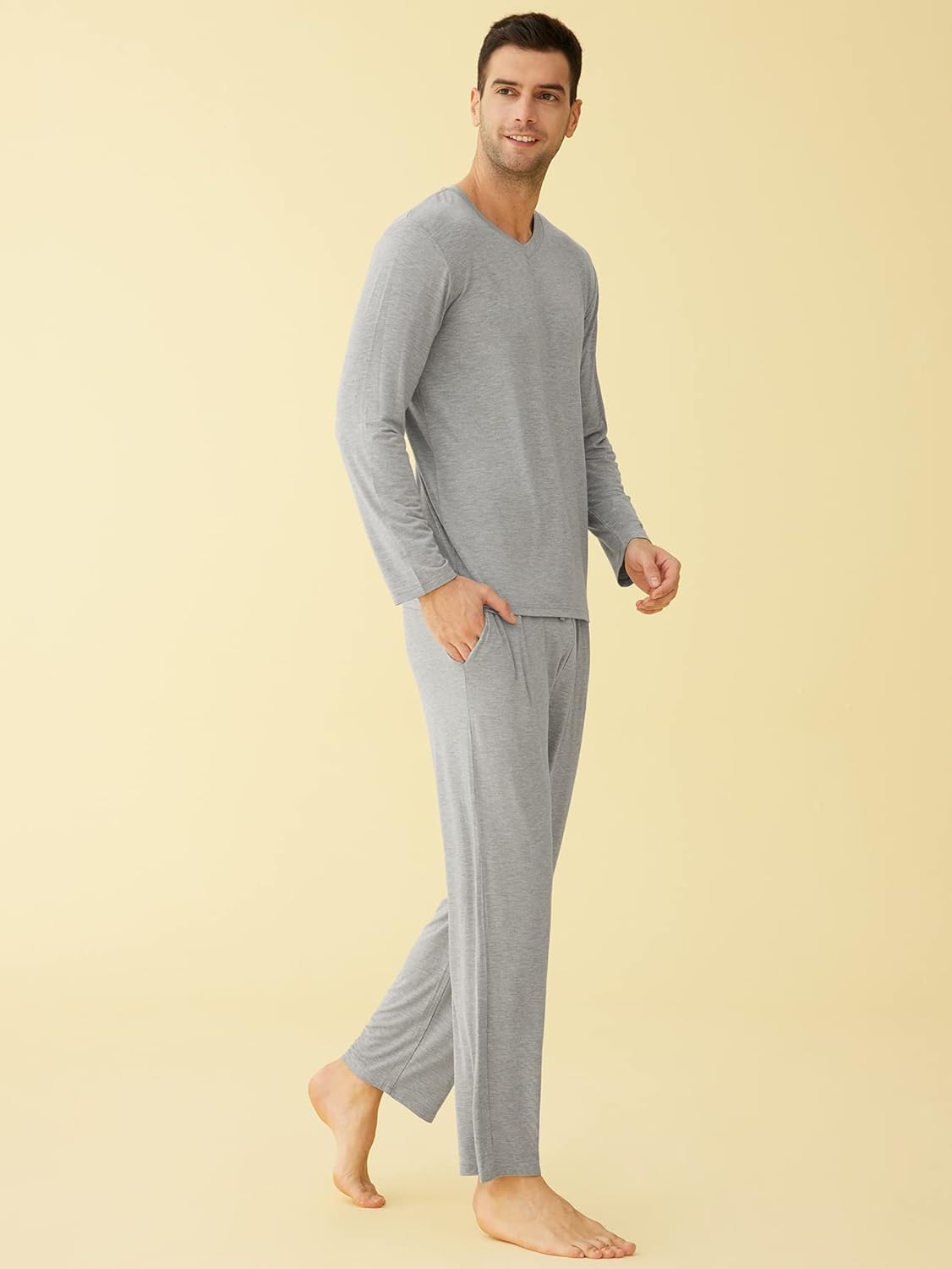 Latuza Men's Viscose Long Sleeves Shirt Pajamas Pants Lounge Set - Image 3