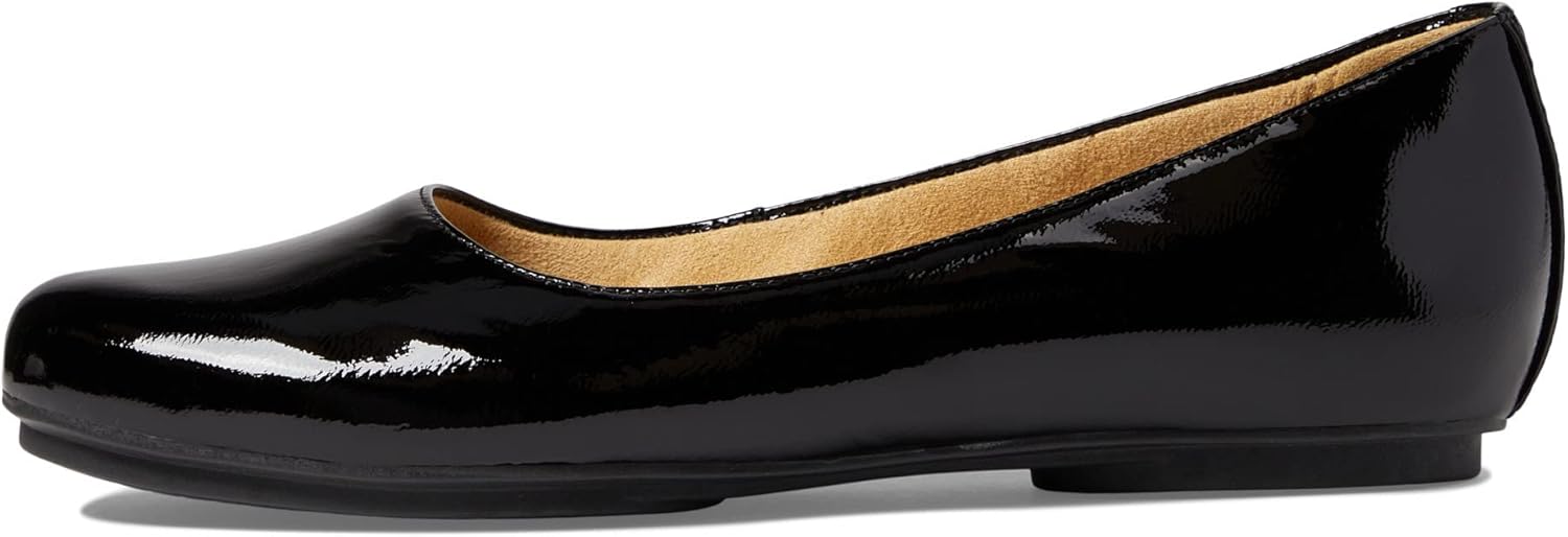 Naturalizer Womens Maxwell Round Toe Comfortable Classic Slip On Ballet Flats,Black Patent Leather,11 Wide