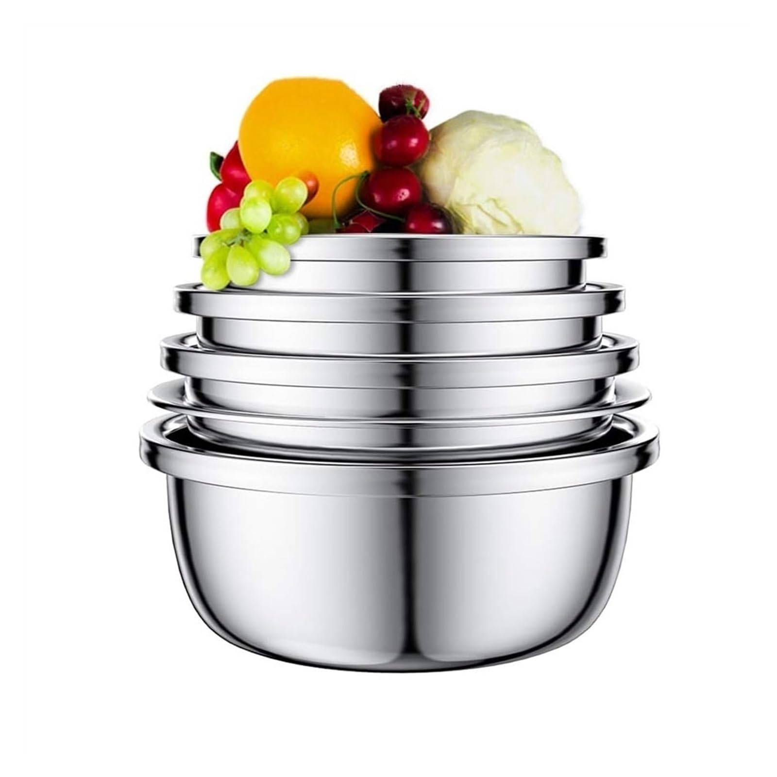 CambOs Cooking Baking Serving Trays Mixing Bowls Pots Pans Soup Bowls Stainless Steel Nesting Storage Bowls 5 Piece Set