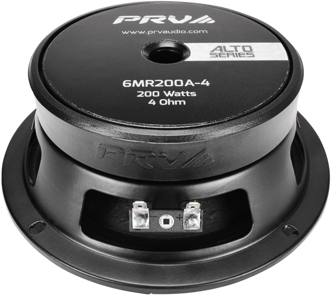 PRV AUDIO 6.5 Midrange Speaker Pair 6MR200A-4, 200 Watt, 4 Ohm Shallow Mount Car Audio Slim Speakers, 1.5" Voice Coil, Compact for Doors (2 Speakers)