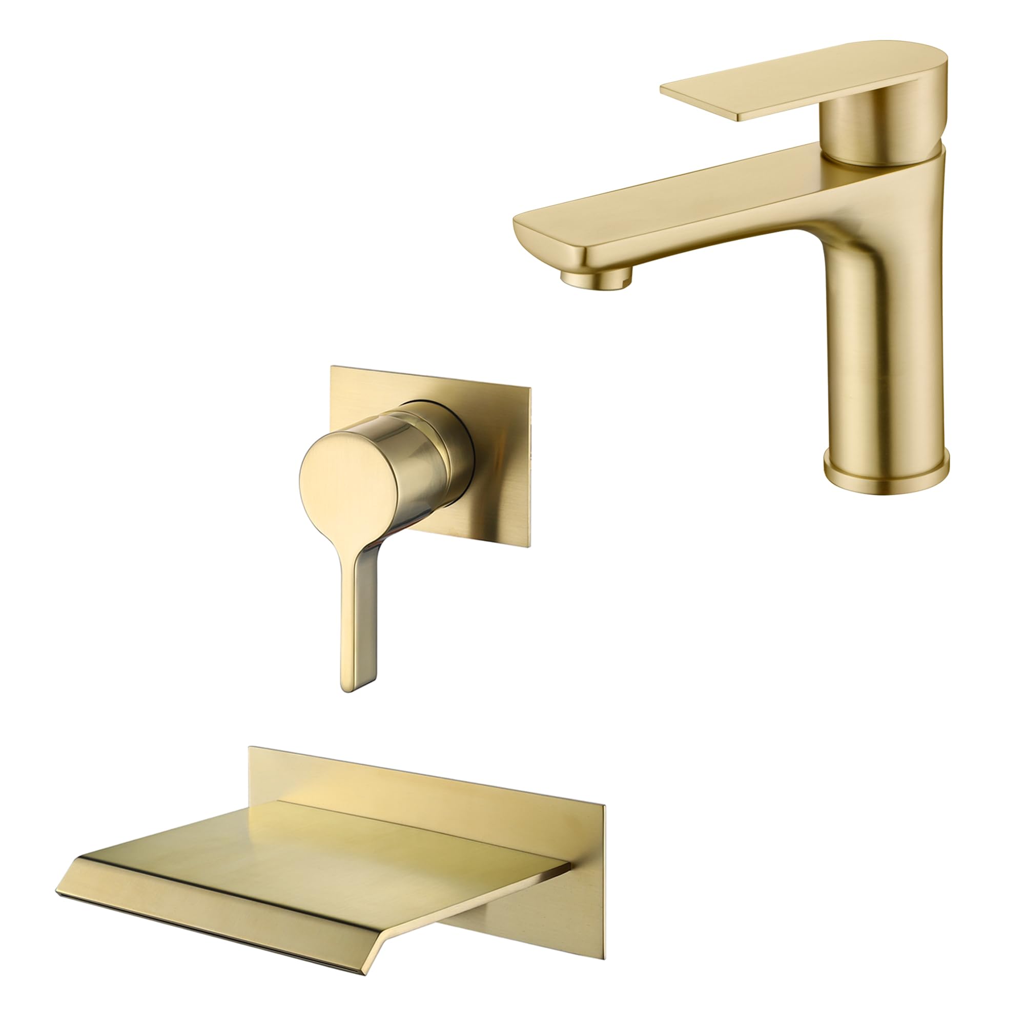 Jnfidosr Wall Mount Tub Faucet S2140bgw + Bathroom Sink Faucet S1425-Bg
