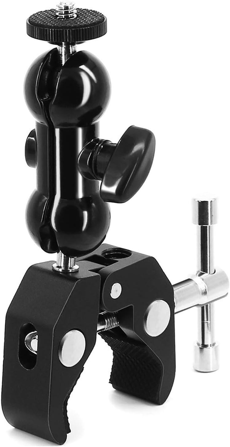 SLOW DOLPHIN Super Clamp w/1/4 and 3/8 Thread - Double Ballhead Arm Adapter - DSLR Camera/Field Monitor/LED Mount