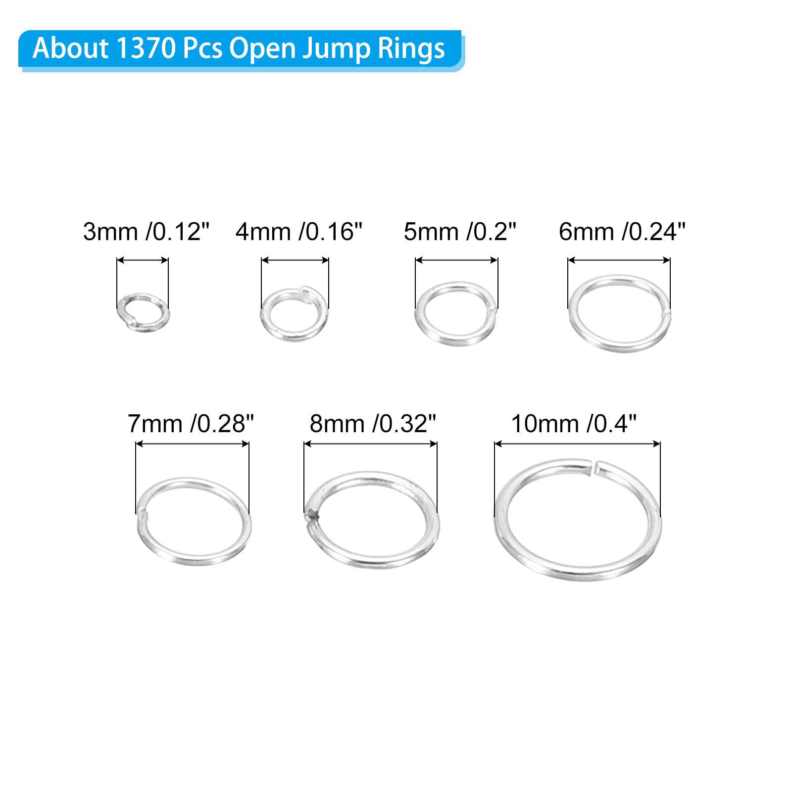 PATIKIL Jewelry Making Accessories Set, 4-10mm Open Jump Rings for Bracelet Necklace Making Findings Jewelry DIY, Silver - Image 2