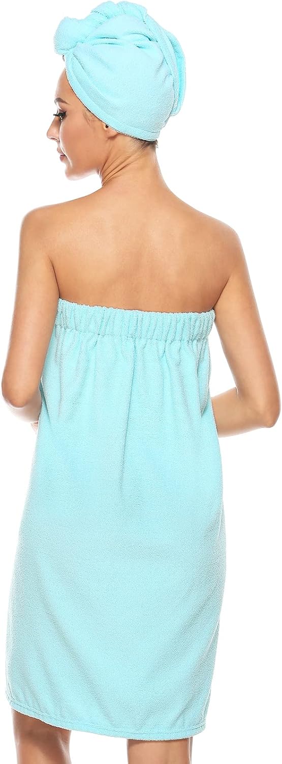 Knuffnee Women's Bath Wrap Towel Shower Spa Body Wrap Adjustable Closure Bathrobe - Image 3