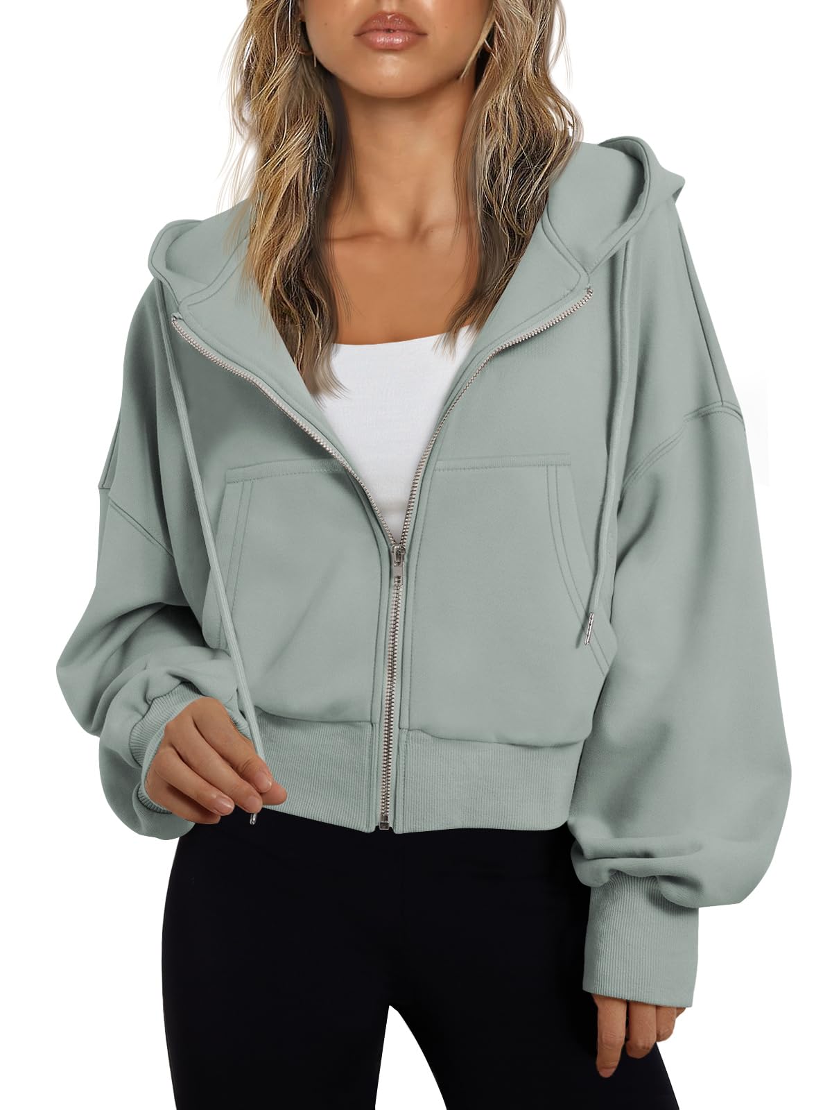 Hoodies for Women Full Zip Up Cropped Sweatshirts Jackets Casual Comfy Gym Tops Fall Outfits Winter Clothes 2026