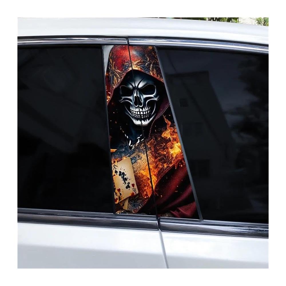 Body Parts 2pcs Horror Skull Car B-Pillar Decals(K)