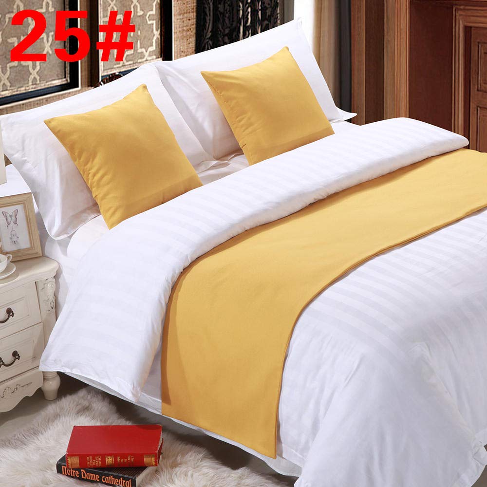 BAMCQ Bed Runner bed runners Hotel bedding premium bed scarf bed flag bed tail pad bed cover bed decorative strip yellow_50x210cm (1.5m bed)