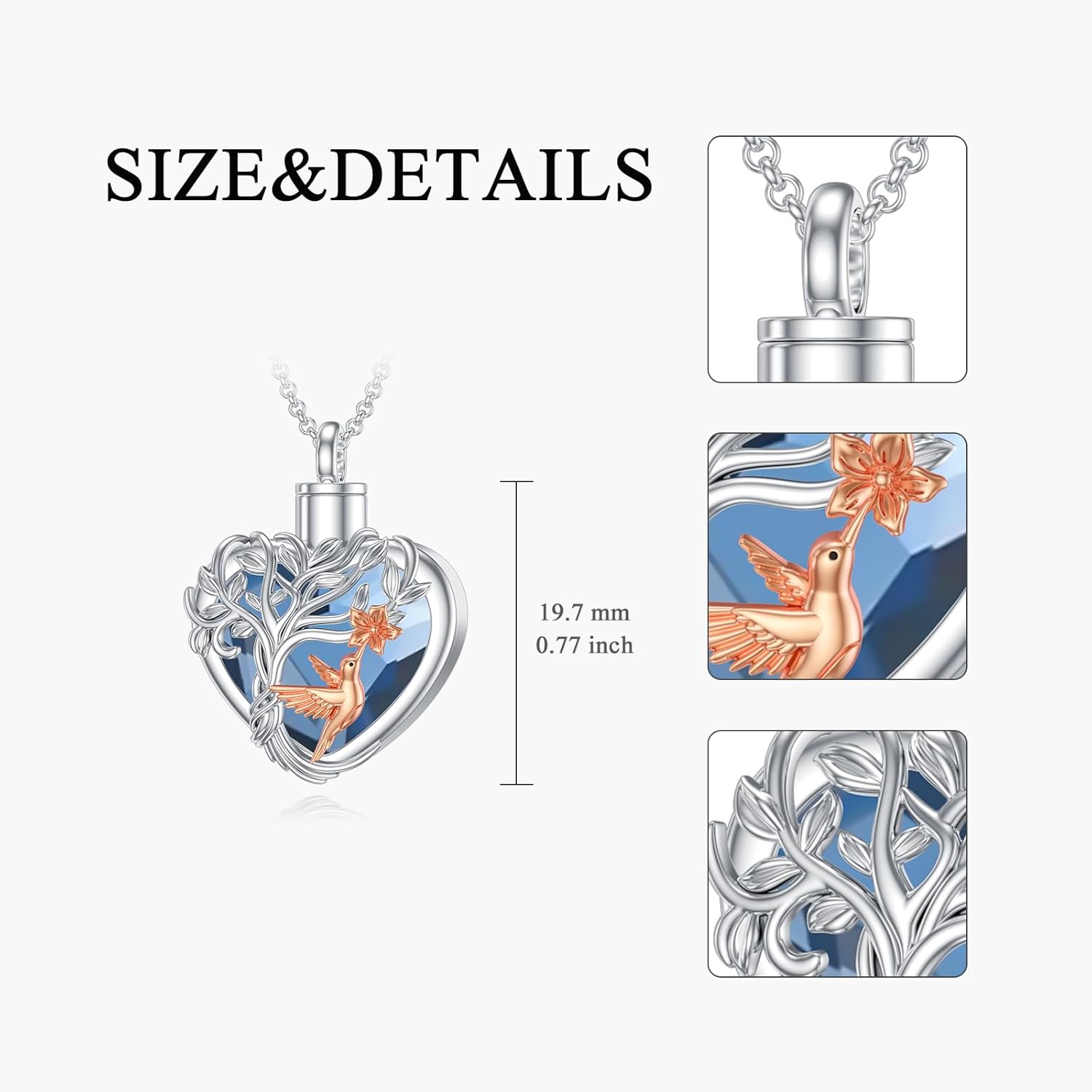 PELOVNY Urn Necklaces for Ashes of Loved Ones 925 Sterling Silver Personalized Heart Locket Urn Necklace Cremation Keepsake Memorial Jewelry Gifts for Women Men