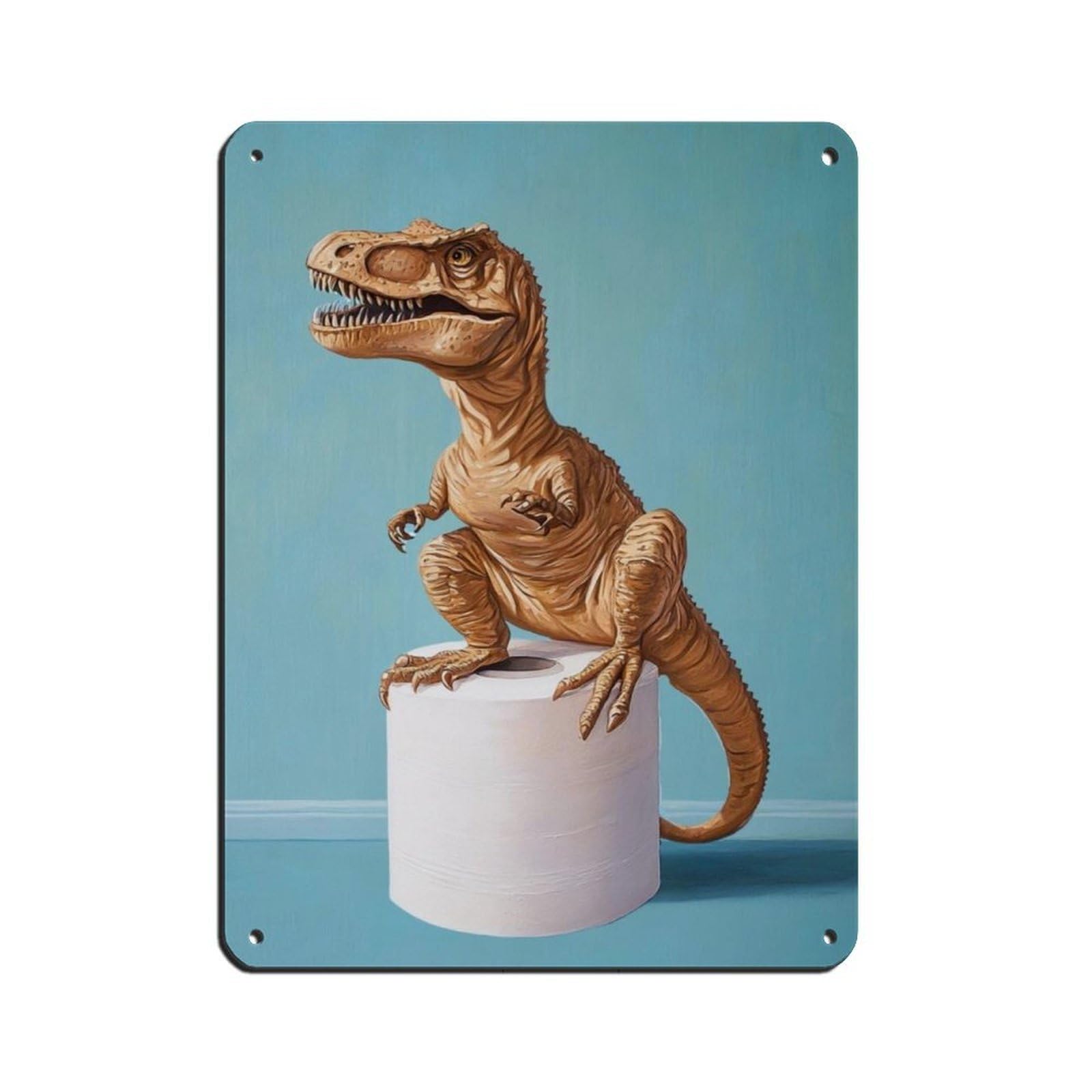 Dinosaur Bathroom Art, T-Rex Lovers Gift Retro Poster Metal Tin Sign Chic Art Retro Iron Painting Bar People Cave Cafe Family Garage Poster Wall Decoration 12x16inch(30x40cm)