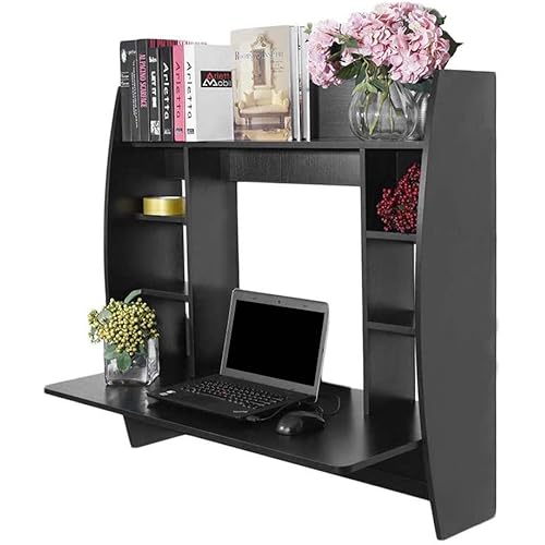 Amazon Com Wall Mounted Table Multi Function Wall Mount Laptop Desk Writing Desk Home Office Computer Desk With Large Storage Area Wall Desk Floating Dining Desk Black Kitchen Dining