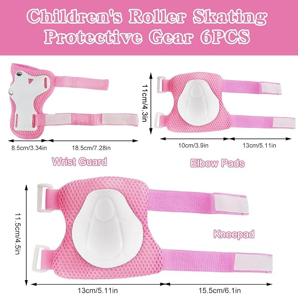 Protezione Kit per Bambini 6 in 1 Protezioni Skateboard Bambino Set di Ginocchiere Protezioni Ginocchiere Gomitiere Tutore Polso Set per Ragazze Ragazzi Skateboard Bicicletta Pattinaggio Monopattino - 2
