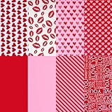 AORZIT 120 Sheets Valentines Day Tissue Paper Bulk 8 Design Pink Red Heart Lip Pattern Gift Wrapping Paper for Valentine's Wedding Mother's Day Party Decor DIY Craft