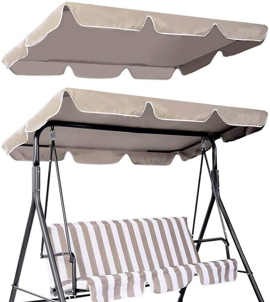Porch Swing Canopy Replacement 3 Seater Garden Swing Seat Canopy Cover Hammock Sun Shade Cover Swings Canopy Cover For Patio Garden Poolside Backyard Enjoy Your Garden (Beige,195*125*15cm)