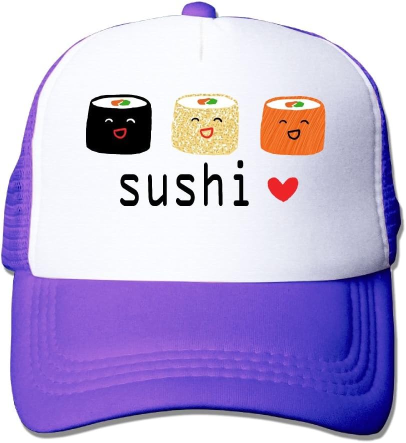 I LOVE Sushi Unisex Grid Baseball Caps Baseball Cap Adjustable Novelty Purple