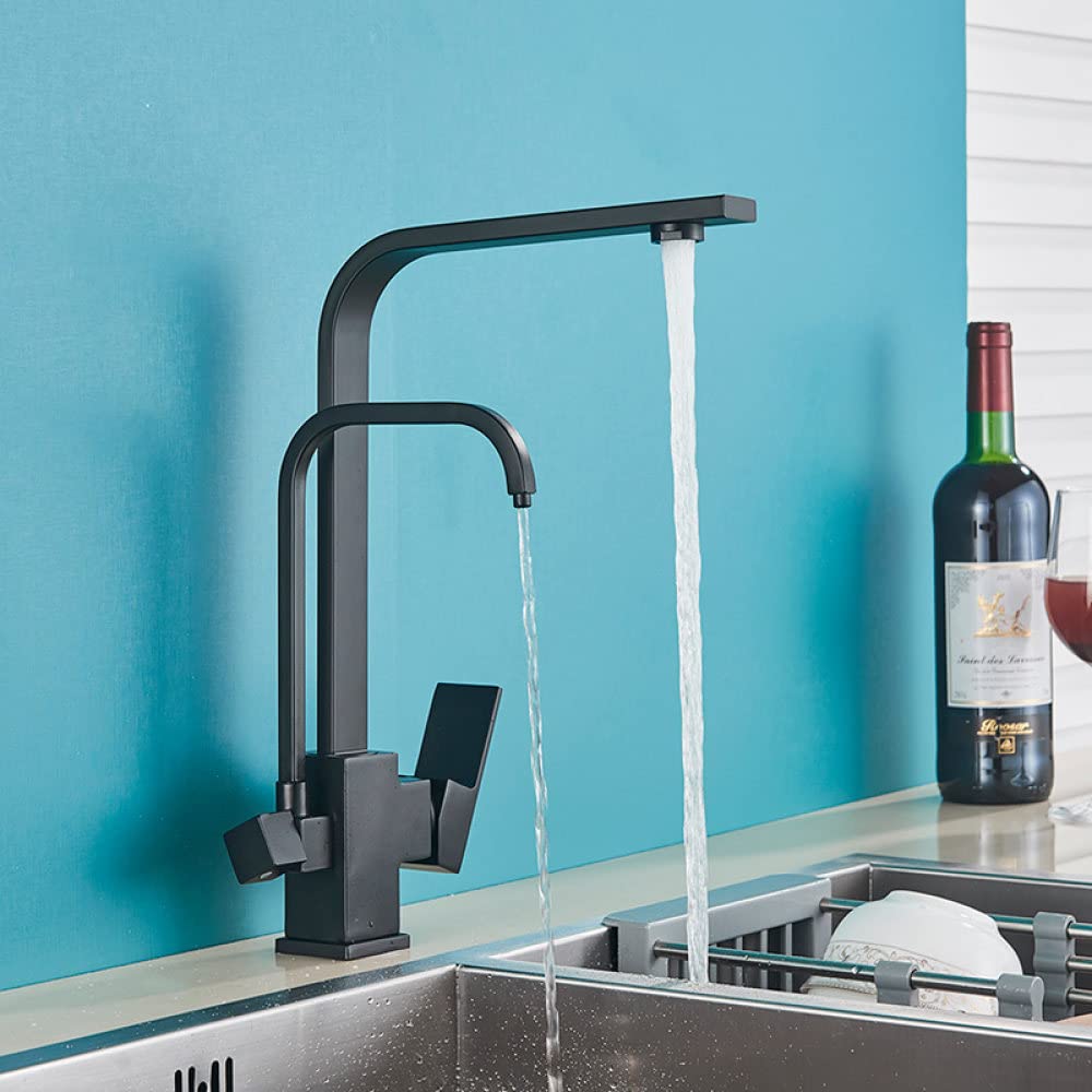Robinet de cuisine avec filtre intégré mitigeur purificateur noir