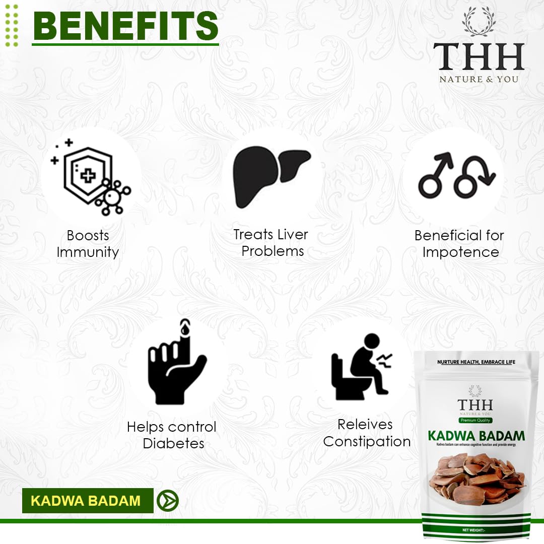 THH Organic Bitter Almond Diabetes Almonds Sugar Kadwa Badam-400 Gram