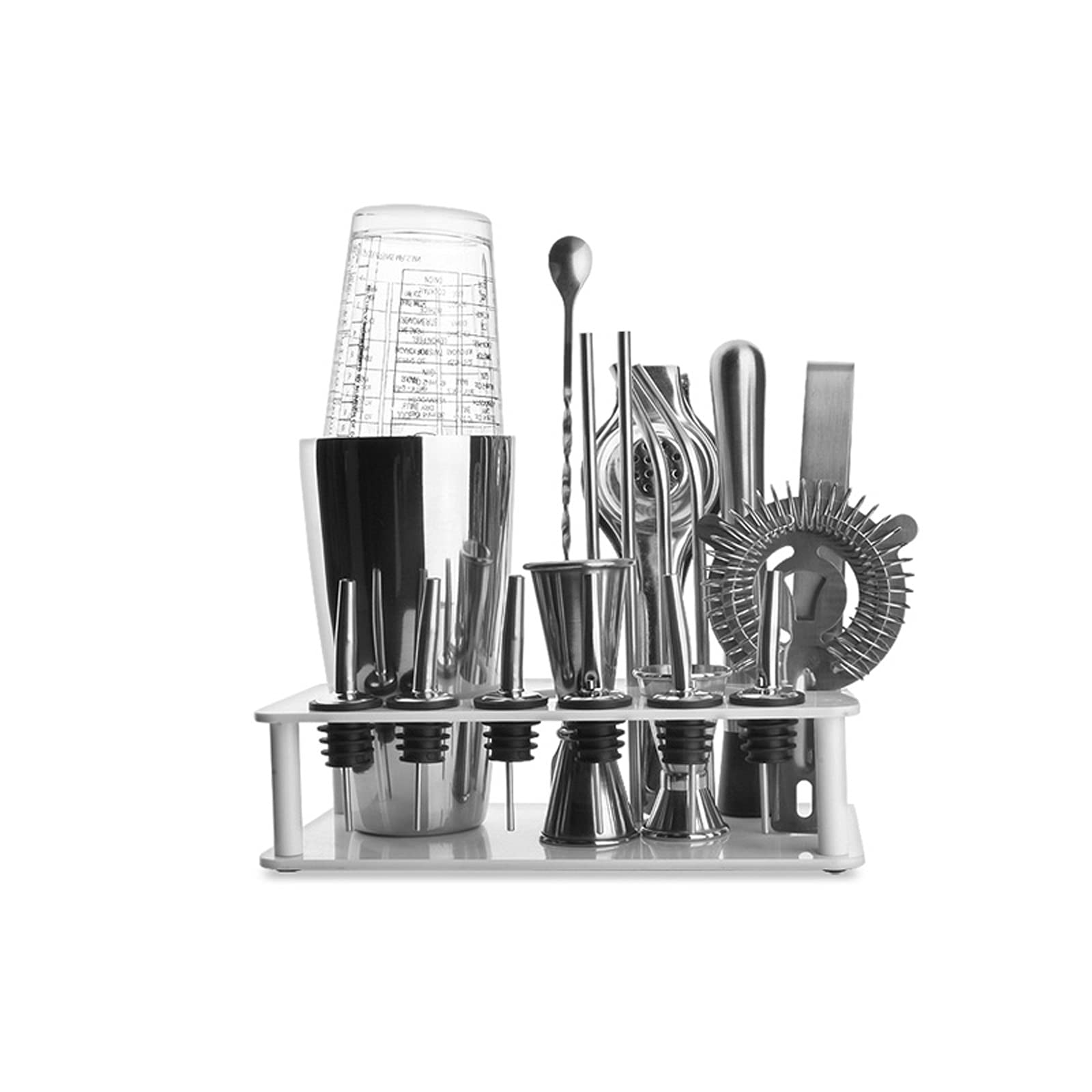 Coctelera para cócteles de acero inoxidable con jigger y cuchara mezcladora