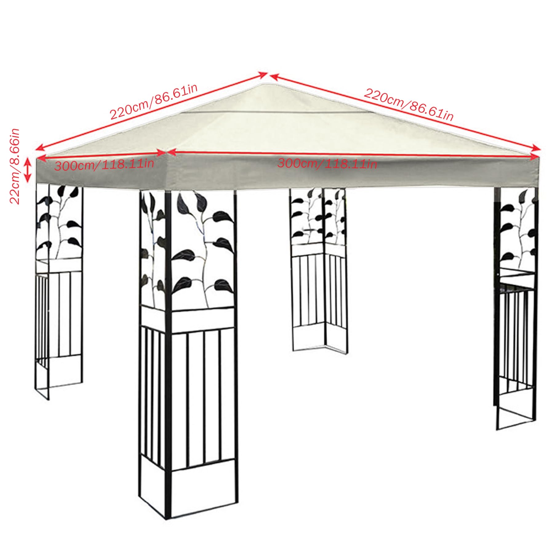 Wodoodporny pokrowiec na pawilon 3 x 3, ochrona przed promieniowaniem UV, minimalistyczny design, na imprezę w ogrodzie, grill, tylko osłona baldachimu w kolorze khaki