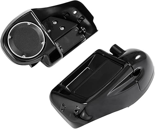 Miniatura 3 de HR3 Bajos de carenado ventilados de color negro vivo a juego con cajas de altavoces de 6.5 pulgadas compatibles con Harley Road King 2014 y