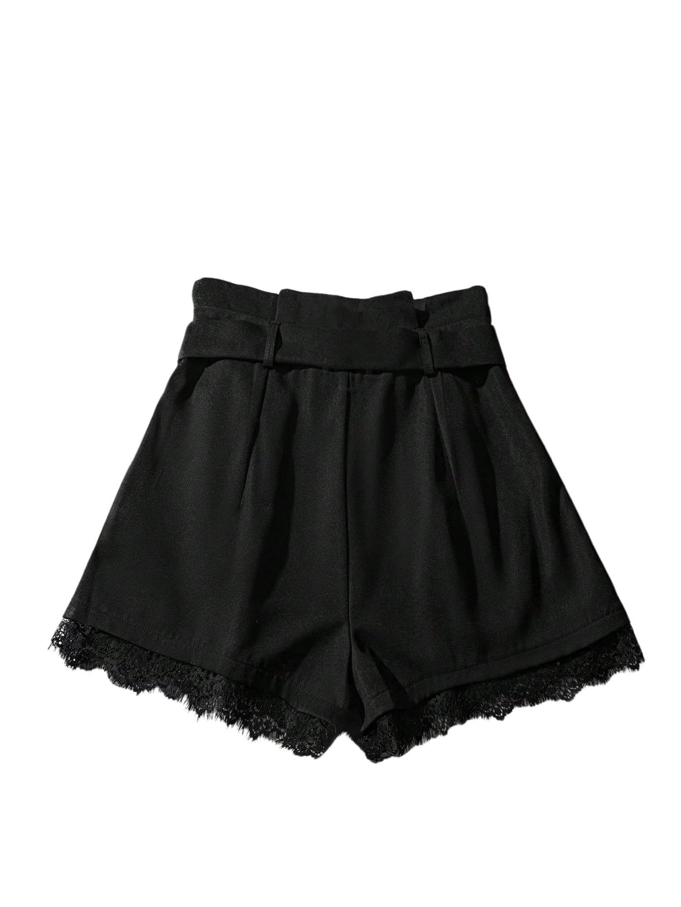 GORGLITTER Pantaloncini da donna, eleganti, a gamba larga, a vita alta, con chiusura lampo e cintura, per il tempo libero