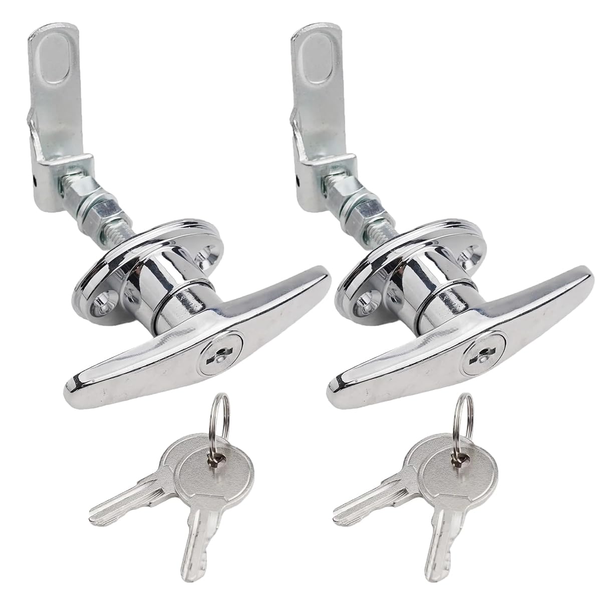 2Pcs Zinc Alloy T Handle Lock Kit Rear Garage Door Lock Hardware Lock with Keys for Camper Motorhome Truck Garage Door Home Improvement Accessories
