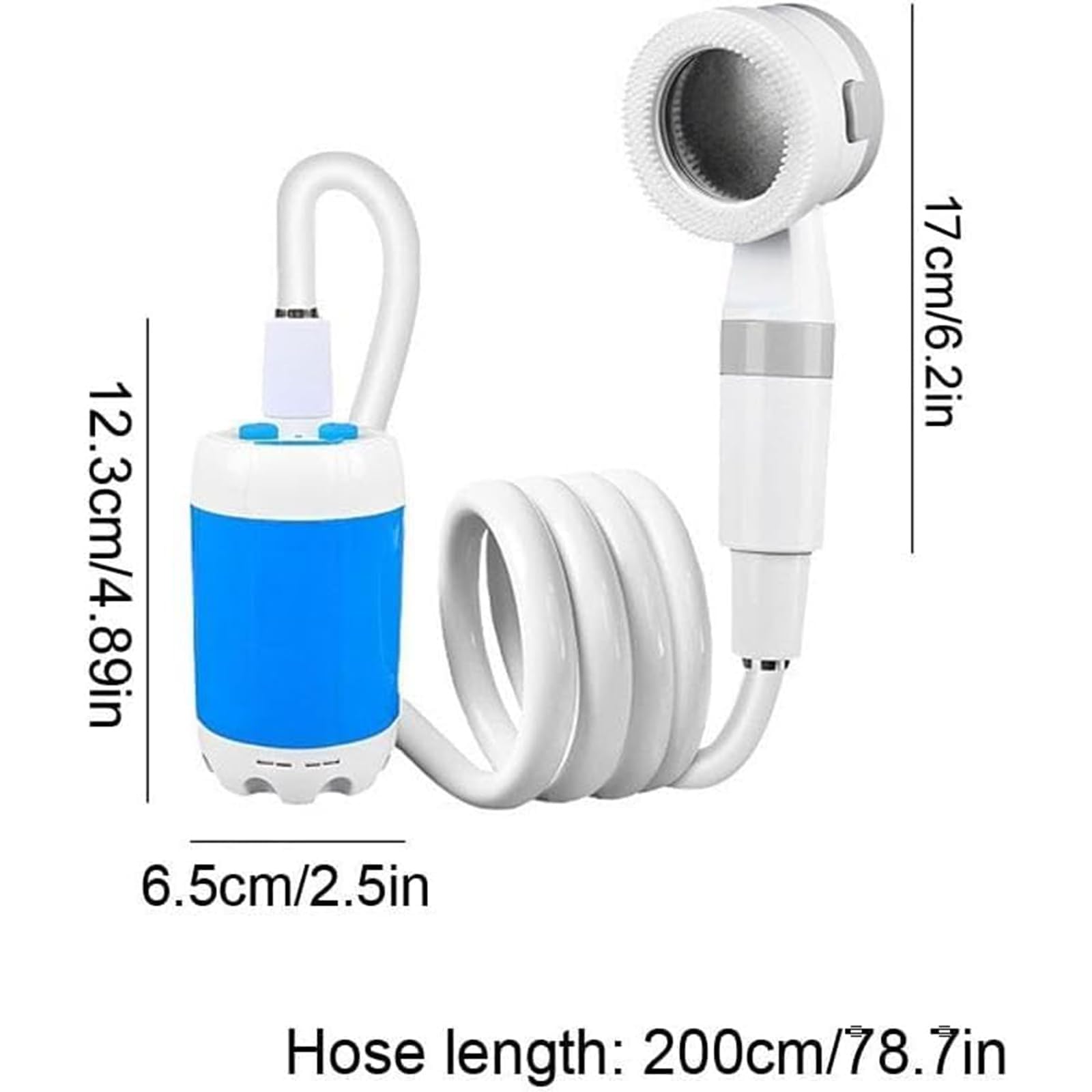 Kit Douche Camping, Douche Portable Pompe de Douche Électrique Rechargeable avec Tête de Douche Vanne D'arrêt et Batterie 4000mAH intégrée pour Extérieure,Camping