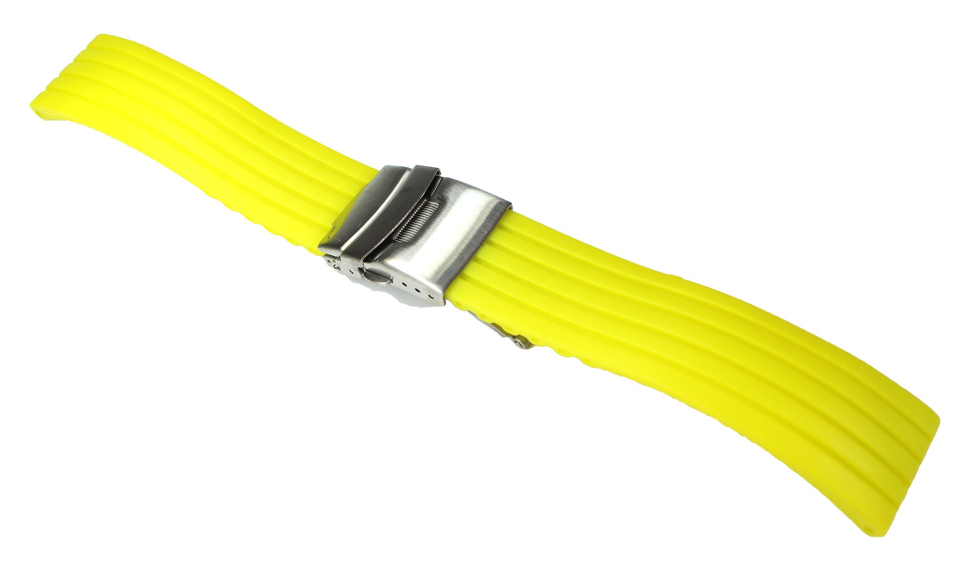 Yellow Rubber Silicone Bracelet Diver 22 mm Folding Clasp - Image 2