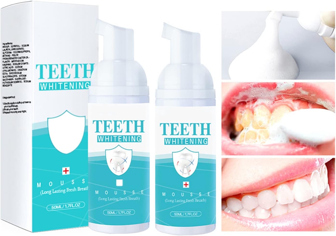 2PCs Teeth Whitening Mousse Foam Refreshing Breath Deep Cleaning Toothpaste,Fresh Breath,Ultra-fine Mousse Whitening Toothpaste Foam Oral Care