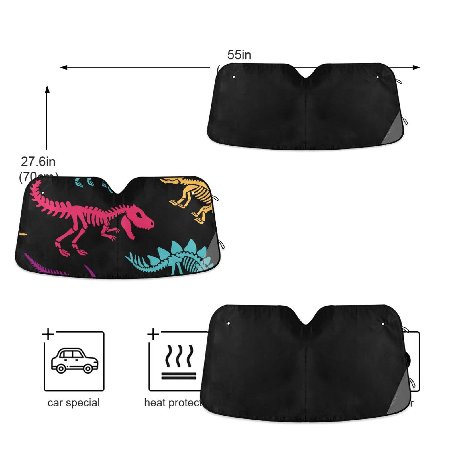 Oarencol Funny Raccoon Driving Car Windshield Sun Shade Foldable UV Ray Sun Visor Protector Sunshade to Keep Your Vehicle Cool (55 x 27.6