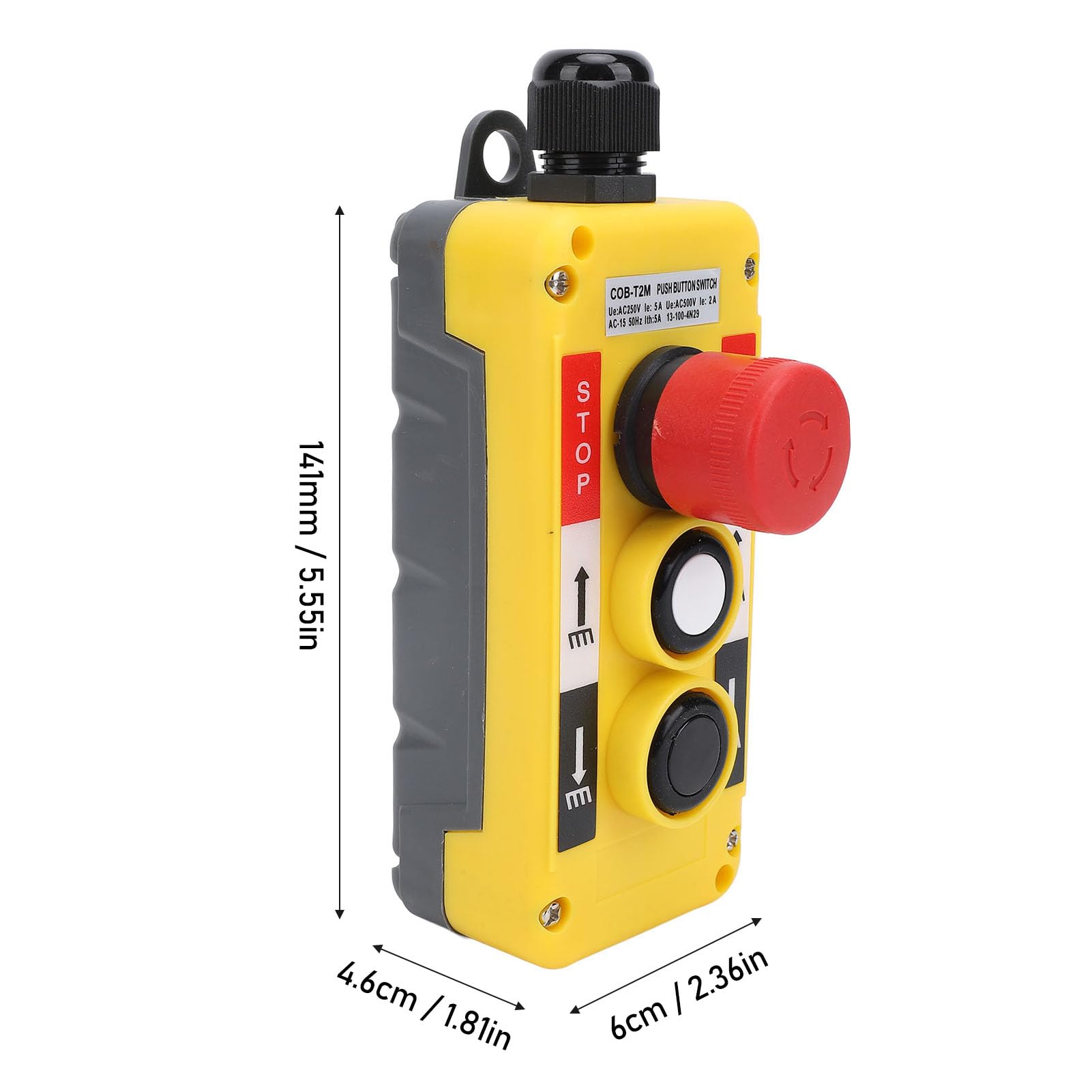 Crane Hoist Control, XAC Crane Chain Hoist Push Button Switch Lifting Pendant Controller with Emergency Stop Rainproof Electric Hoist Crane Pushbutton Switches