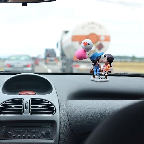 Miniatura 9 de Decoración de coche de pareja de dibujos animados, lindos adornos para parejas, accesorios de decoración interior de automóvil con globo para