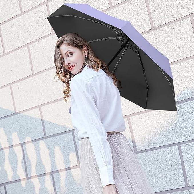 Image of TEKCOOL UV Big Size Umbrella for Sun Protection Rain Windproof Strong Large 2 fold for Men Women Kids Boys Girls Perfect Umbrella with Cover Small case Stylish Windproof & Compact UV Large Size''