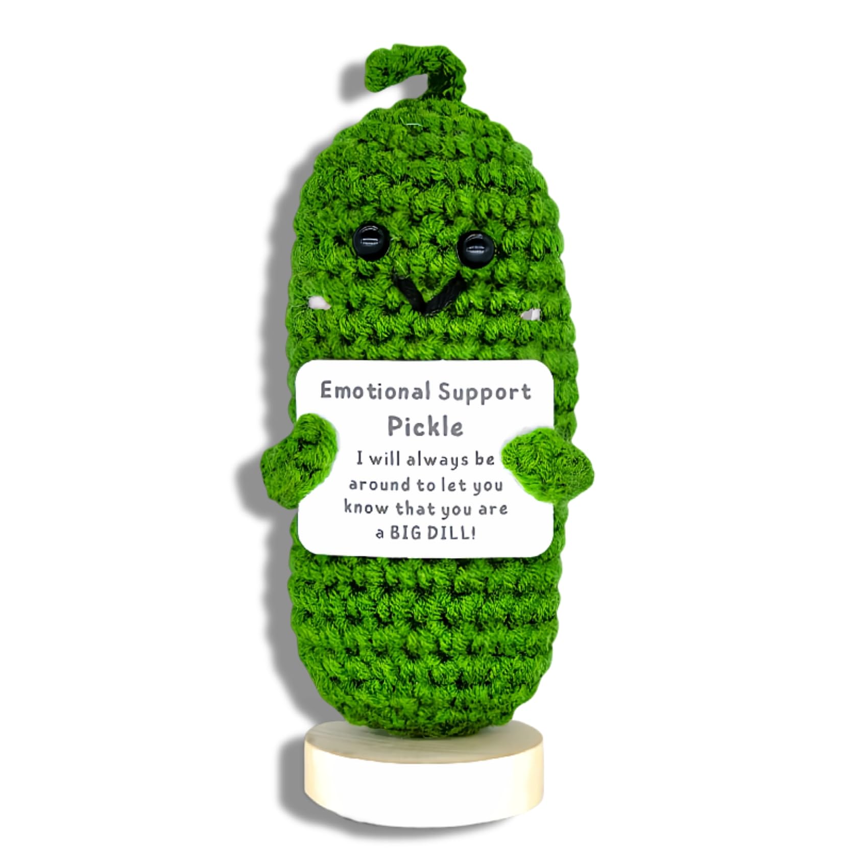 Handmade Cucumber Crochet Doll - Emotional Support Pickle Gift with Card,Cute Knitted Funny Support Potato Inspirational Birthday Gifts Mothers Day Present for Women Teens Gifts (Emotional Pickle)