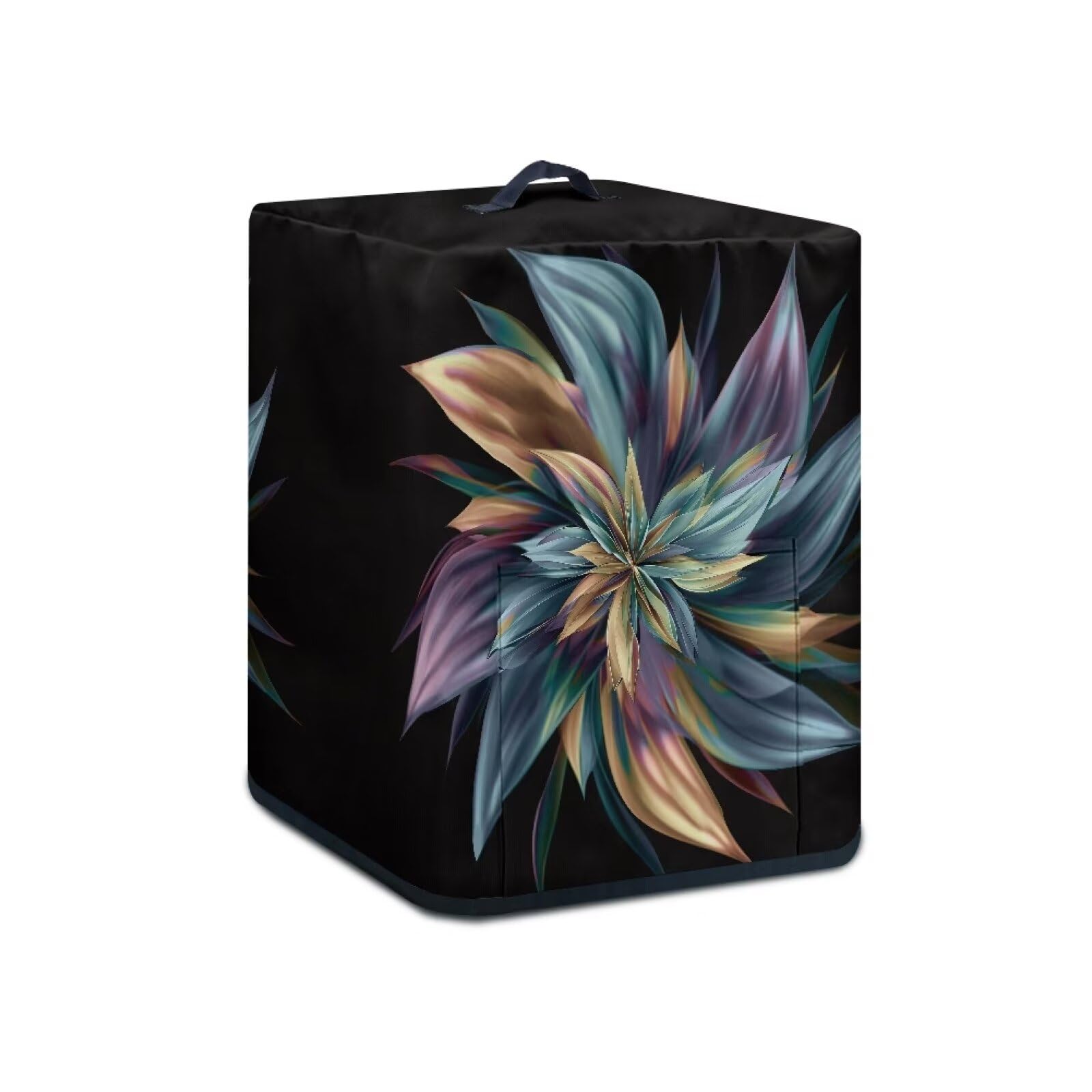 NETILGEN Air Fryer Cover Dust Cover Dust Protection Insulated Kitchen Appliance Cover with Top Handle and Accessories Pockets Gift for Women, Flower Brown Blue