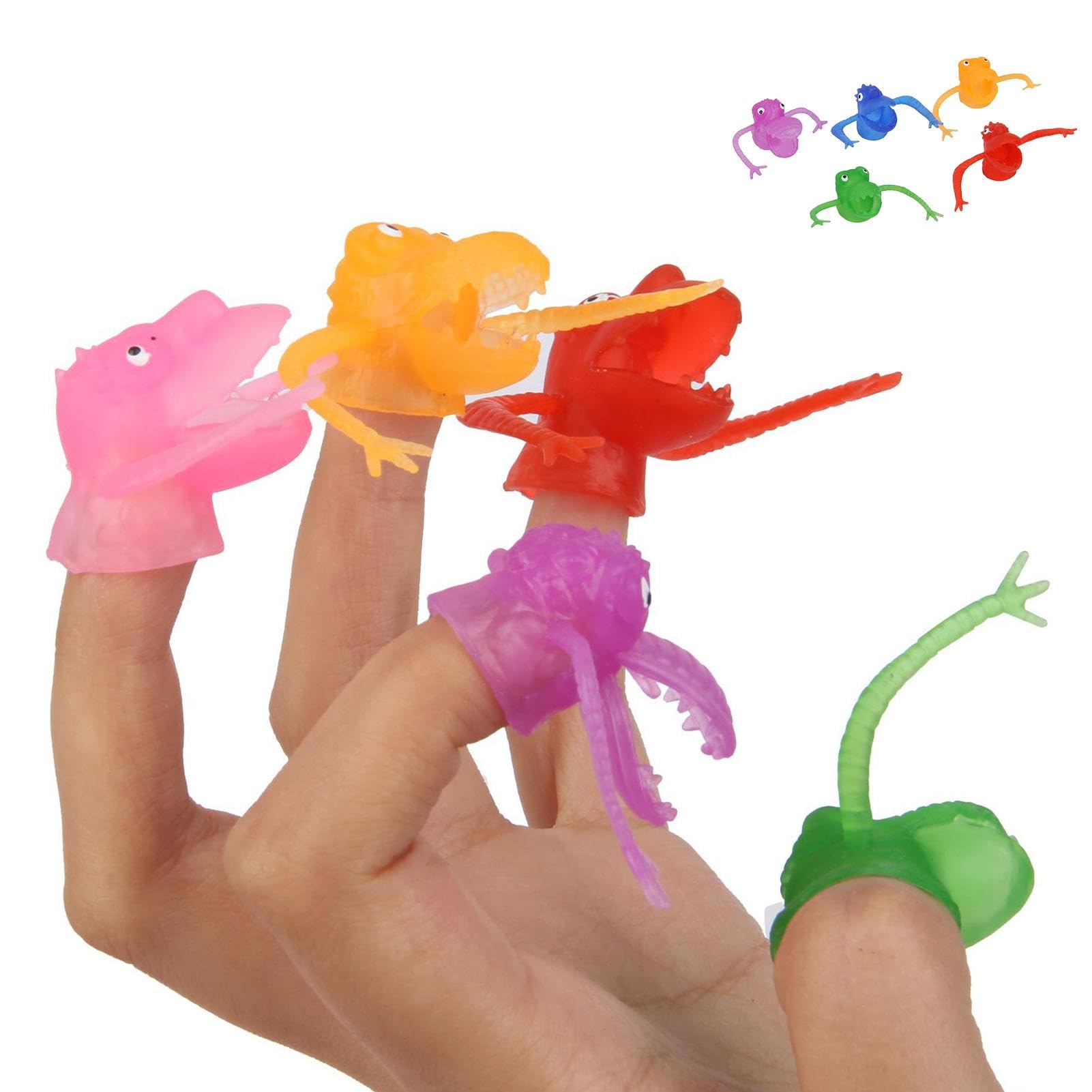 Dinosaurio de Dedo, Marioneta de Dedo de Dino | 5 Piezas de Juguetes de muñeca de Dedo de Dinosaurio Suave | Marioneta de Dedo Segura, Juguetes Divertidos para niños, niñas, de Interior a
