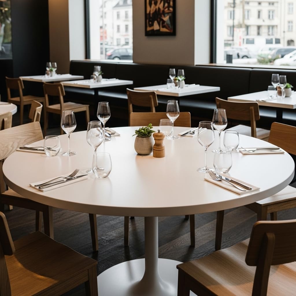 AUPROTEC Tischplatte rund Ø 500 mm - 25 mm stark, Kratzfest & pflegeleicht I ideal für Esstisch, Couchtisch & Wohnbereich I vielseitig einsetzbar I Weiß mit ABS Kante