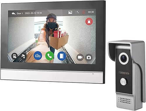 Sistema de intercomunicación de video WiFi, cámara de timbre de video con monitor inalámbrico, cámara de visión nocturna y IR 1080P, pantalla táctil