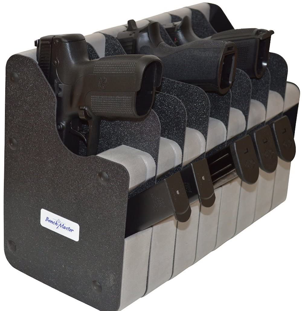 BenchMaster Pistol Rack, Handgun Safe Storage, Holds 2 to 12 Pistols, Secure Gun Holder