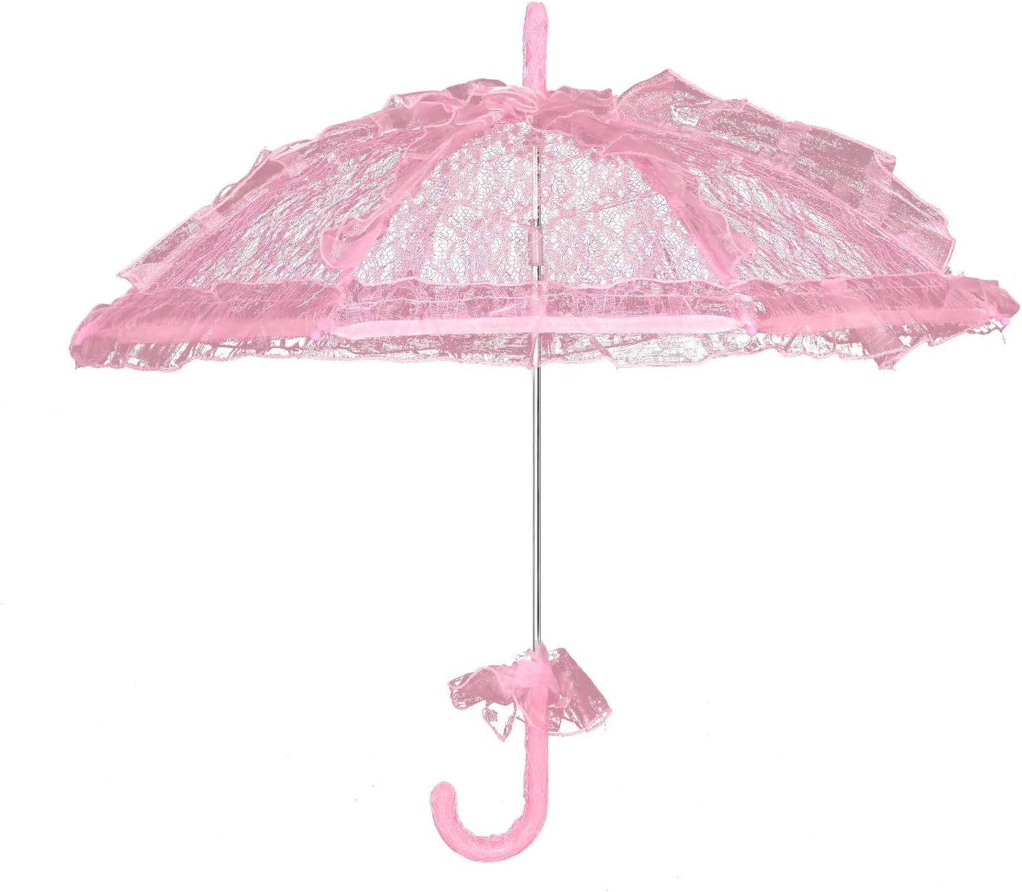 Mini Lace Embroidery Parasol for Kids – Vintage Bridal Umbrella for Wedding Flower Girls, Small Decorative Lace Parasol for Tea Party Pink