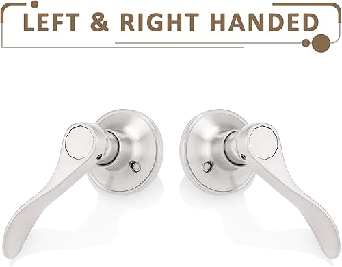 Miniatura 2 de Probrico - Paquete de 2 manijas de puerta decorativas para puertas con apertura a la izquierda y derecha, estilo ondulado, con acabado de níquel