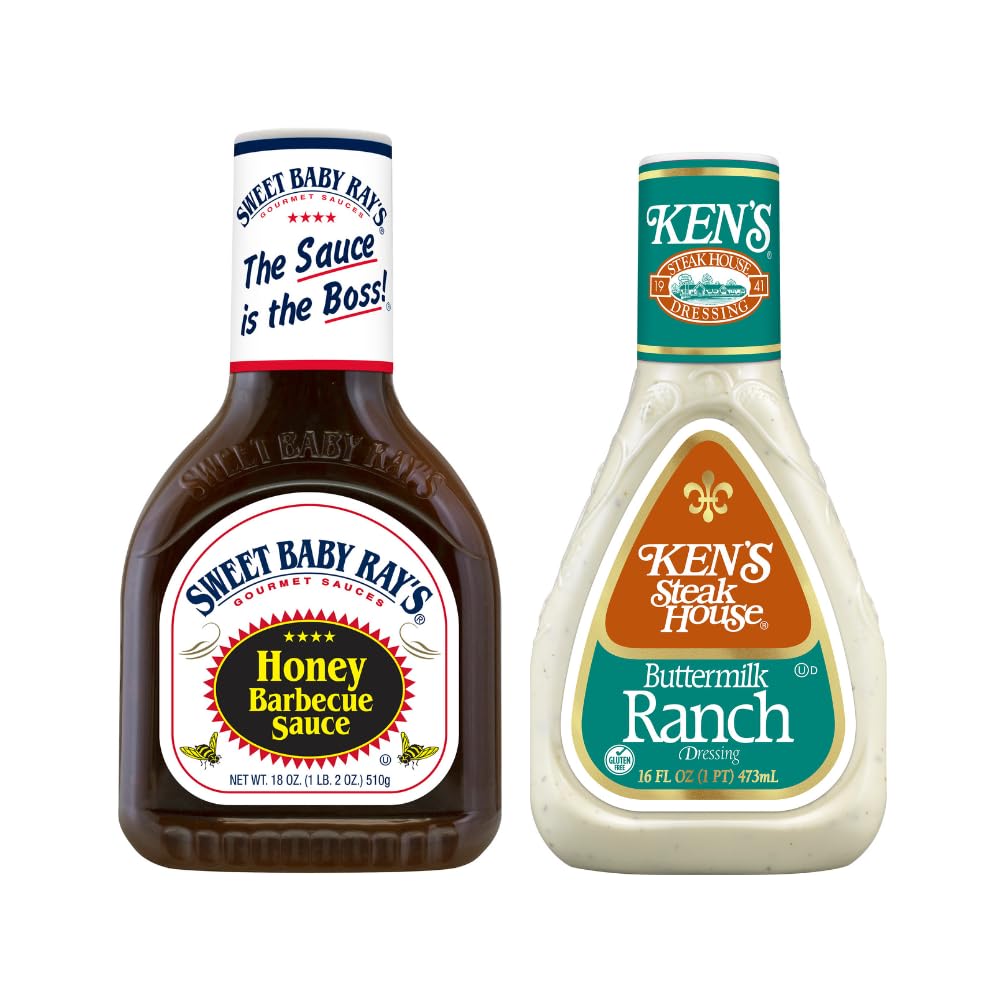 Ken's Steak House Variety, 1 Ken's Steak House Buttermilk Ranch Dressing, 16 FL OZ, 1 Sweet Baby Rays Barbecue Sauce, Honey, 18 OZ, 1 CT