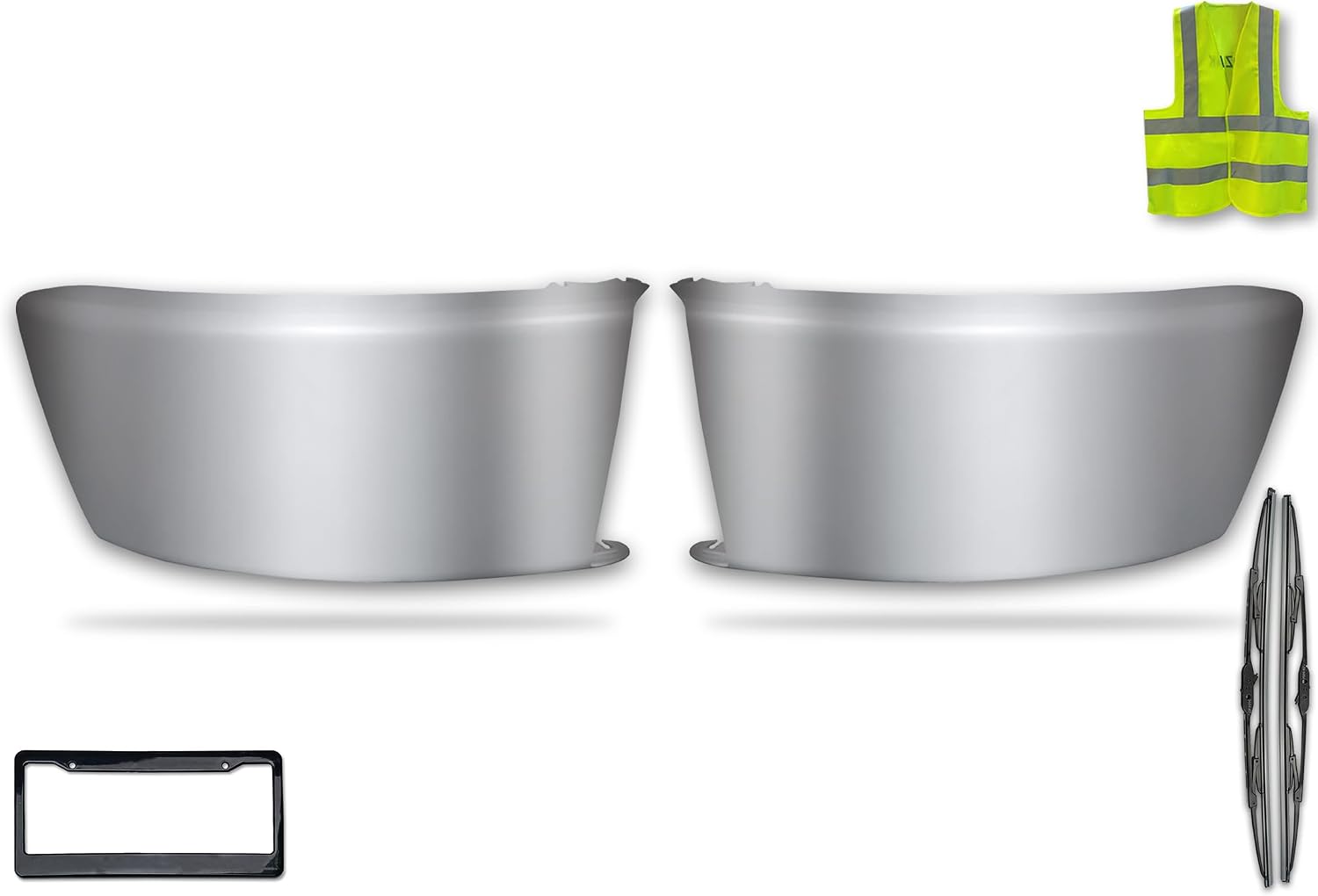 Kozak Steel Chrome Bumper Corner Driver (Left) and Passenger (Right) Sides compatible with Freightliner M2 Business Class 106 112 2003-2021 PLUS Logo and 2x 22" Windshield wipers, and KOZAK Vest