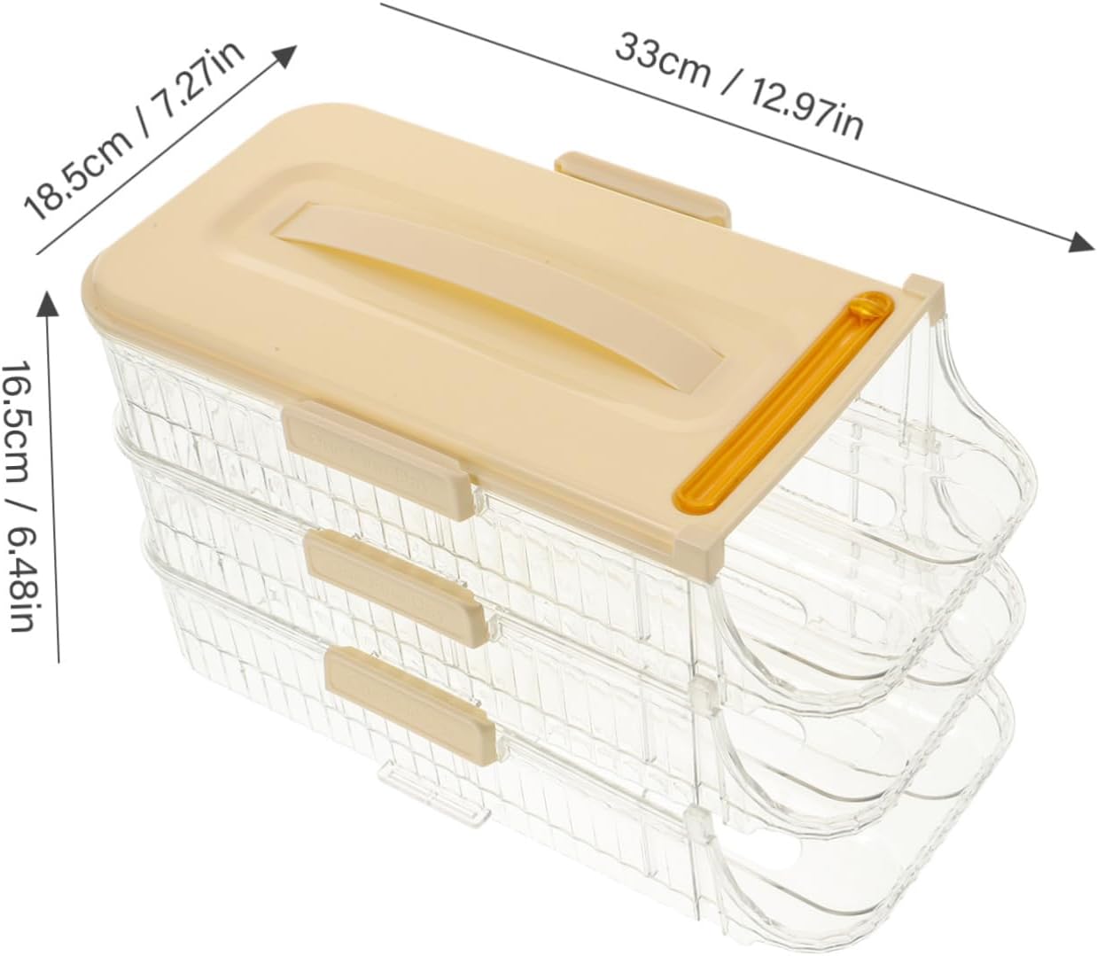 Multi-layer Stackable Holder Refrigerator Organizer Rolling Design and Handle for Easy Access for Kitchen and Fridge Use Securely