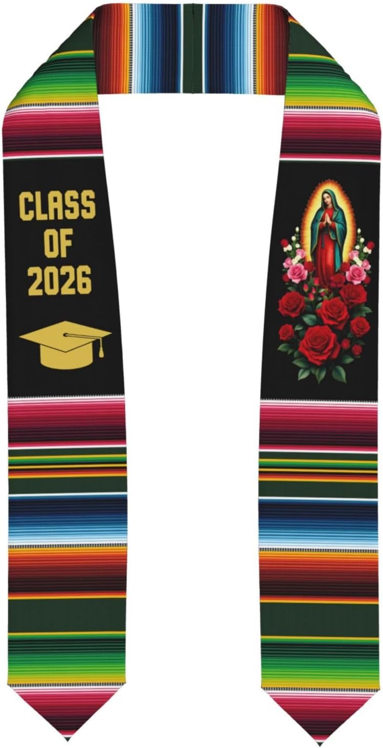 Mexican Graduation Sash Graduation Stole Class Of 2026 Stoles For Graduation Virgen de Guadalupe Floral
