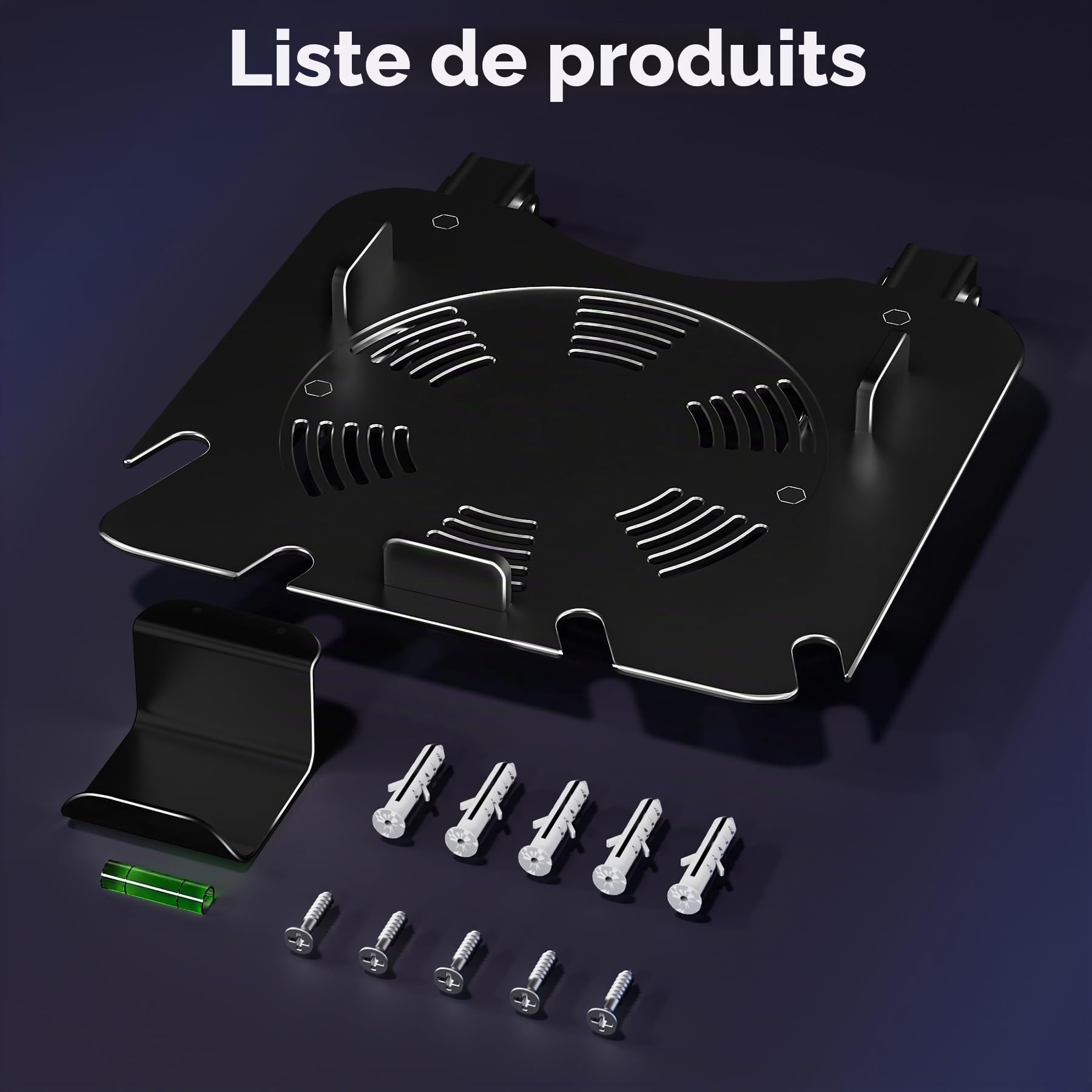 Support mural pour Xbox Series X avec grille d'aération – Support pliable en aluminium avec rangement pour manette | Base sécurisée et installation facile (noir)