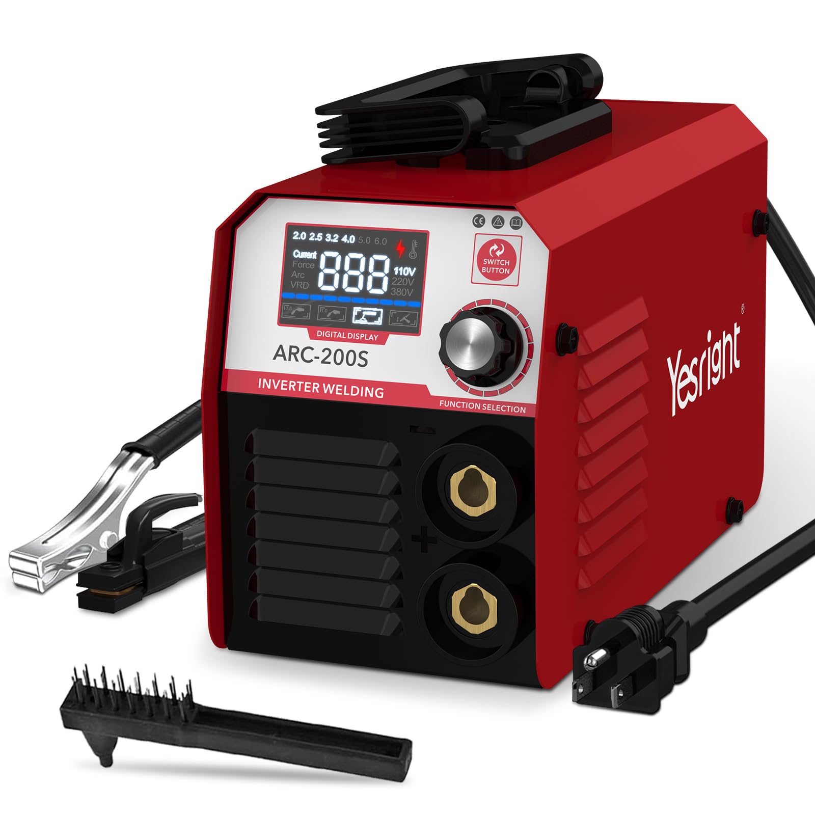 YesRightARC200S Rod Welder Machine 110V 200A MMA Portable Arc Welder with IGBT Digital Display, Hot Start for Outdoor Repairs,