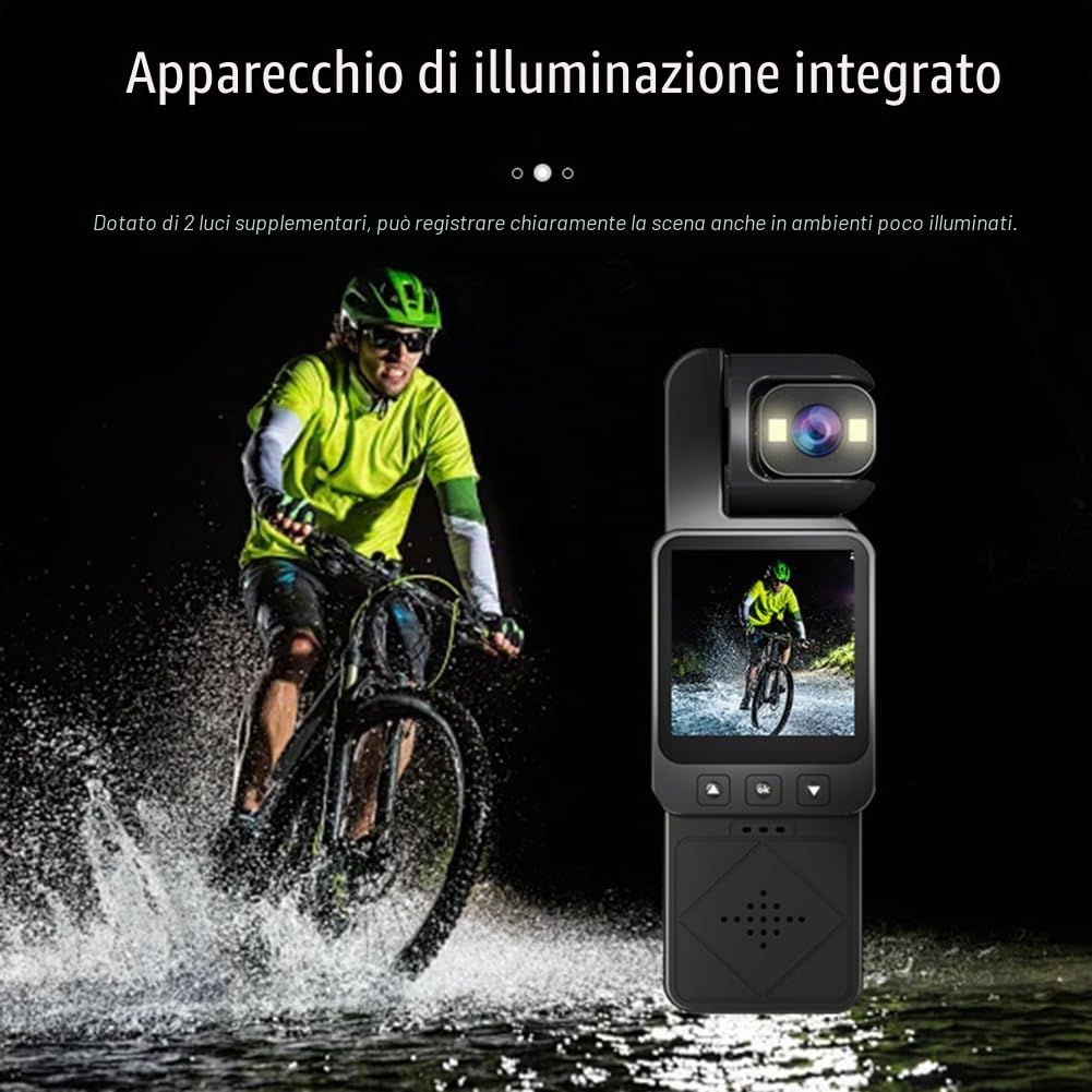 Videocamera portatile, videocamera portatile portatile, registratore multifunzione WiFi per visione notturna per sport, vlog da viaggio